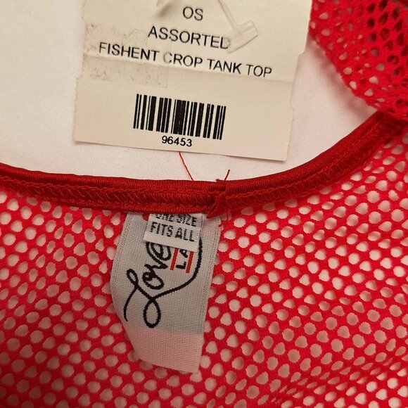 NWT Lover's Lane Lingerie Fishnet Crop Tank Top Hot Pink OS Mesh Clubwear - Picture 2 of 3